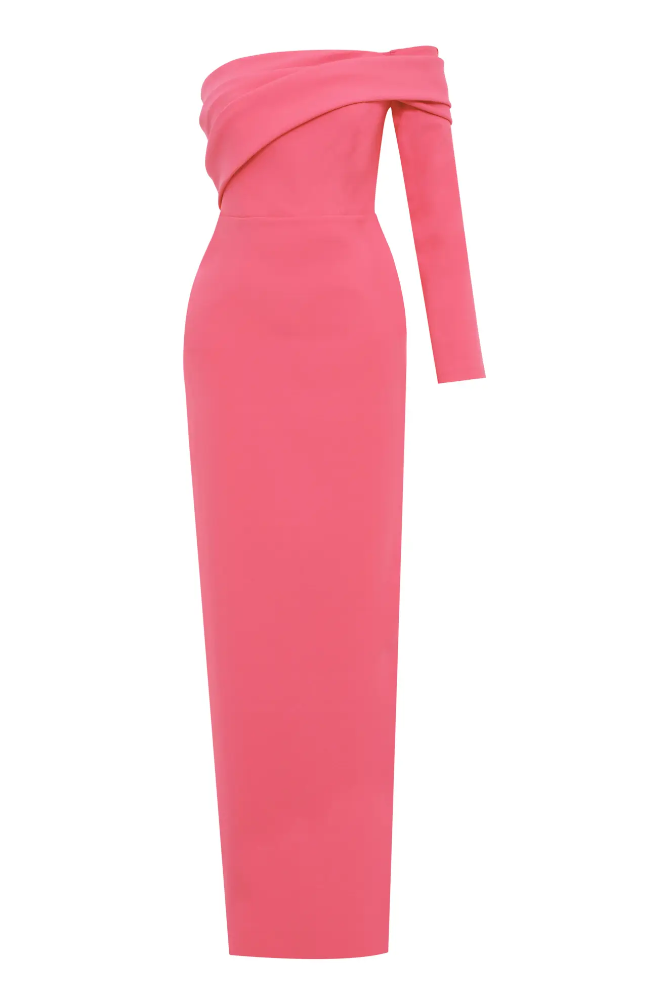 Printed Crepe One Arm Long Dress