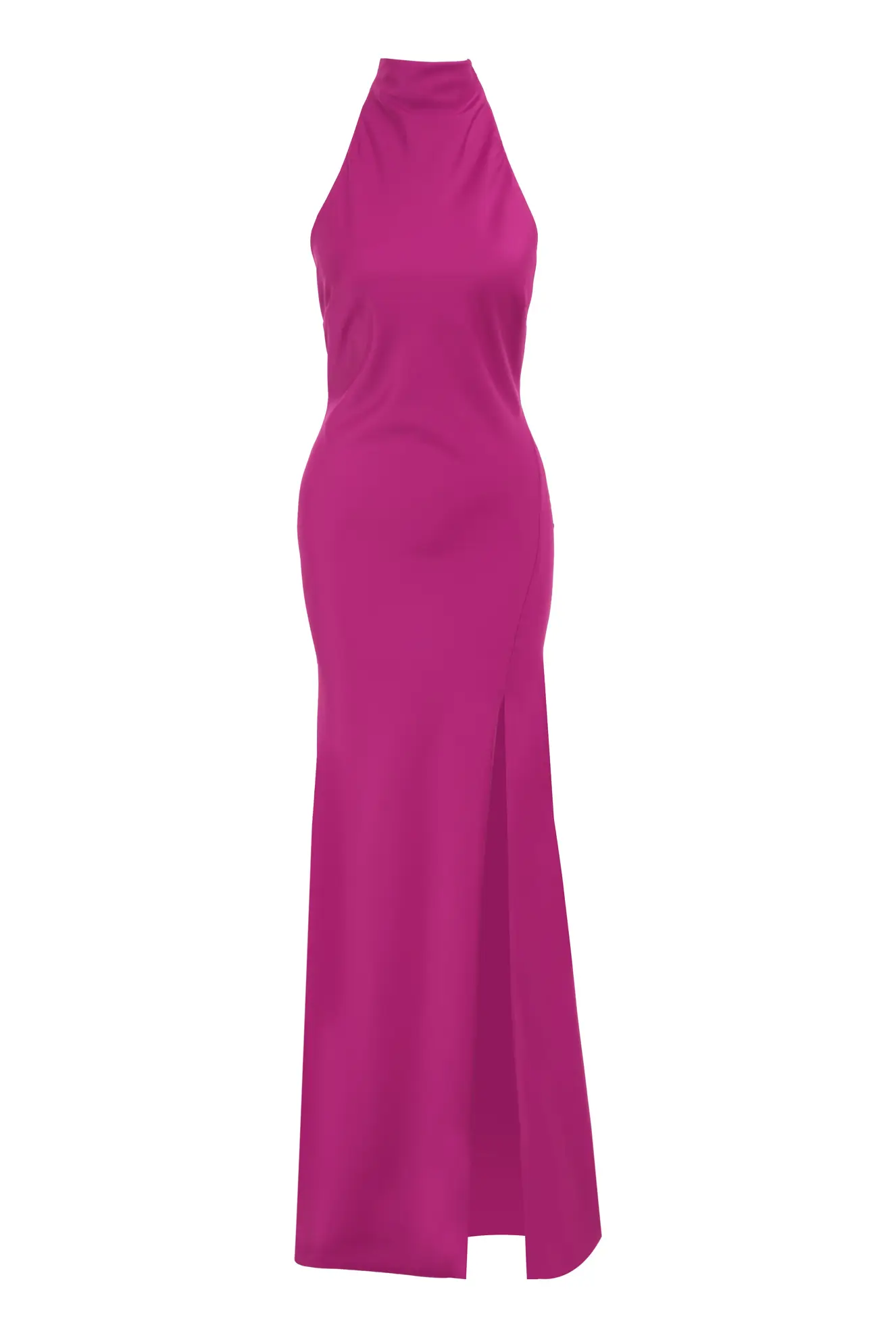 Plum Satin Sleeveless Long Dress