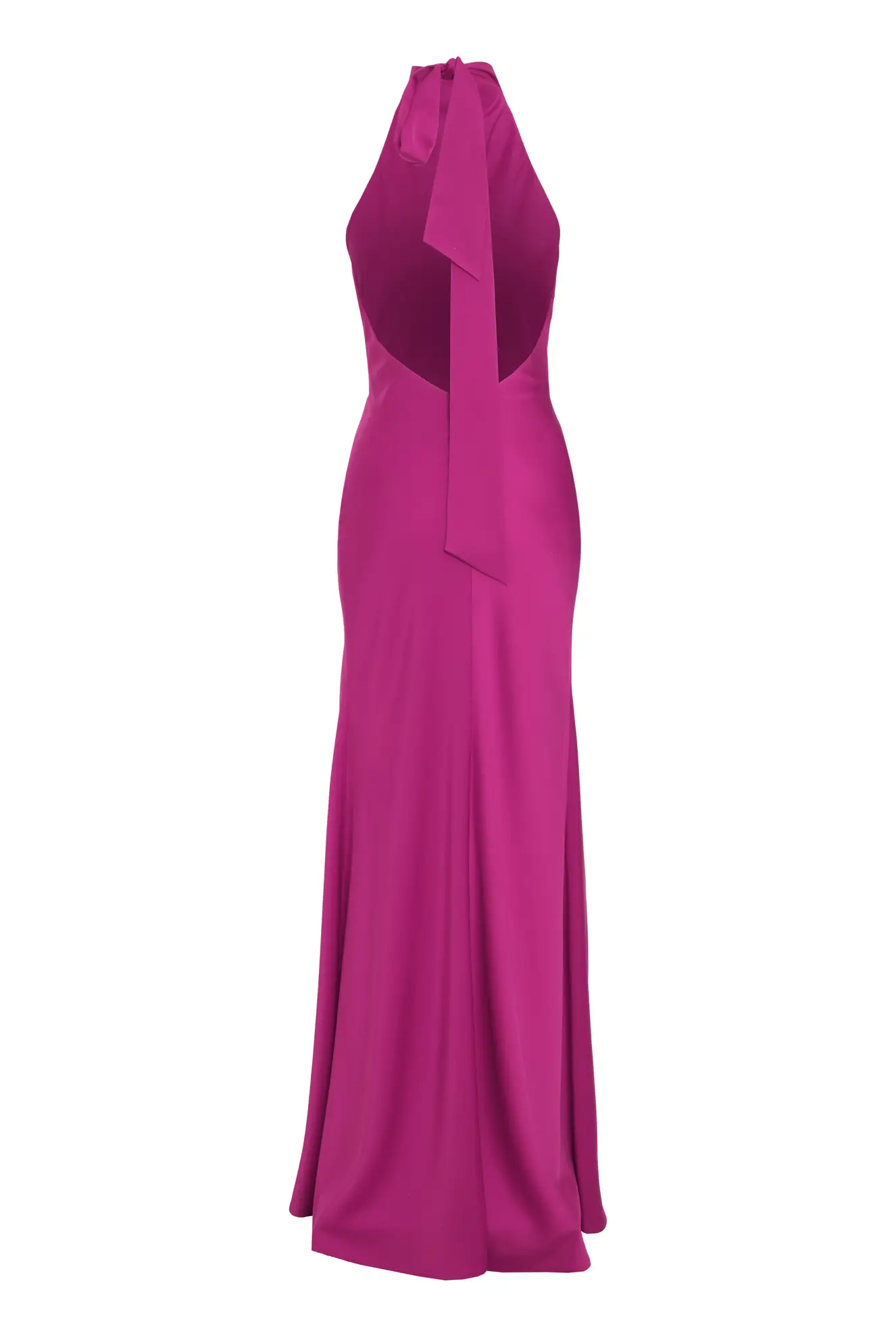 Plum Satin Sleeveless Long Dress