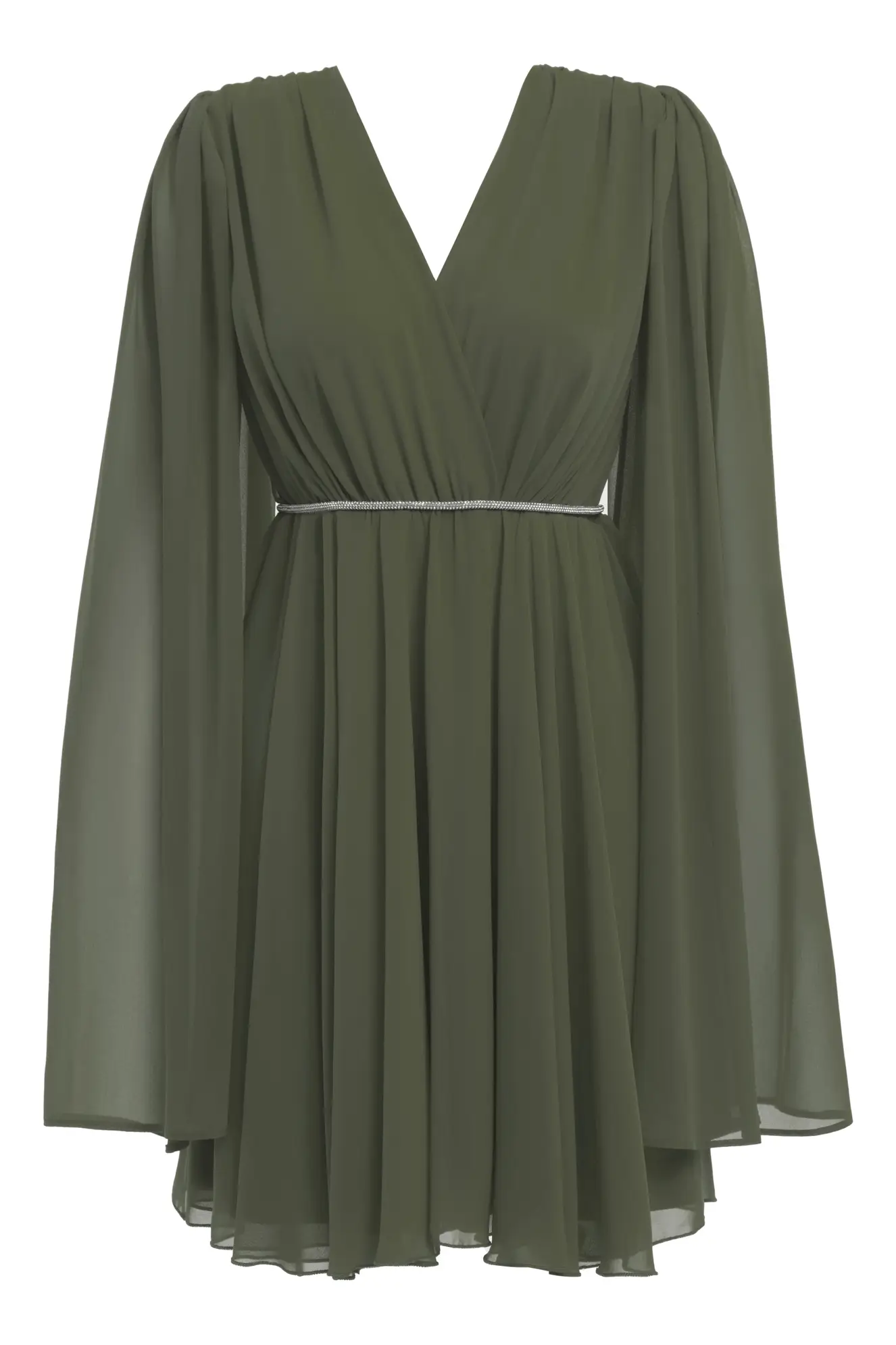 Khaki Sifon Long Sleeve Mini Dress