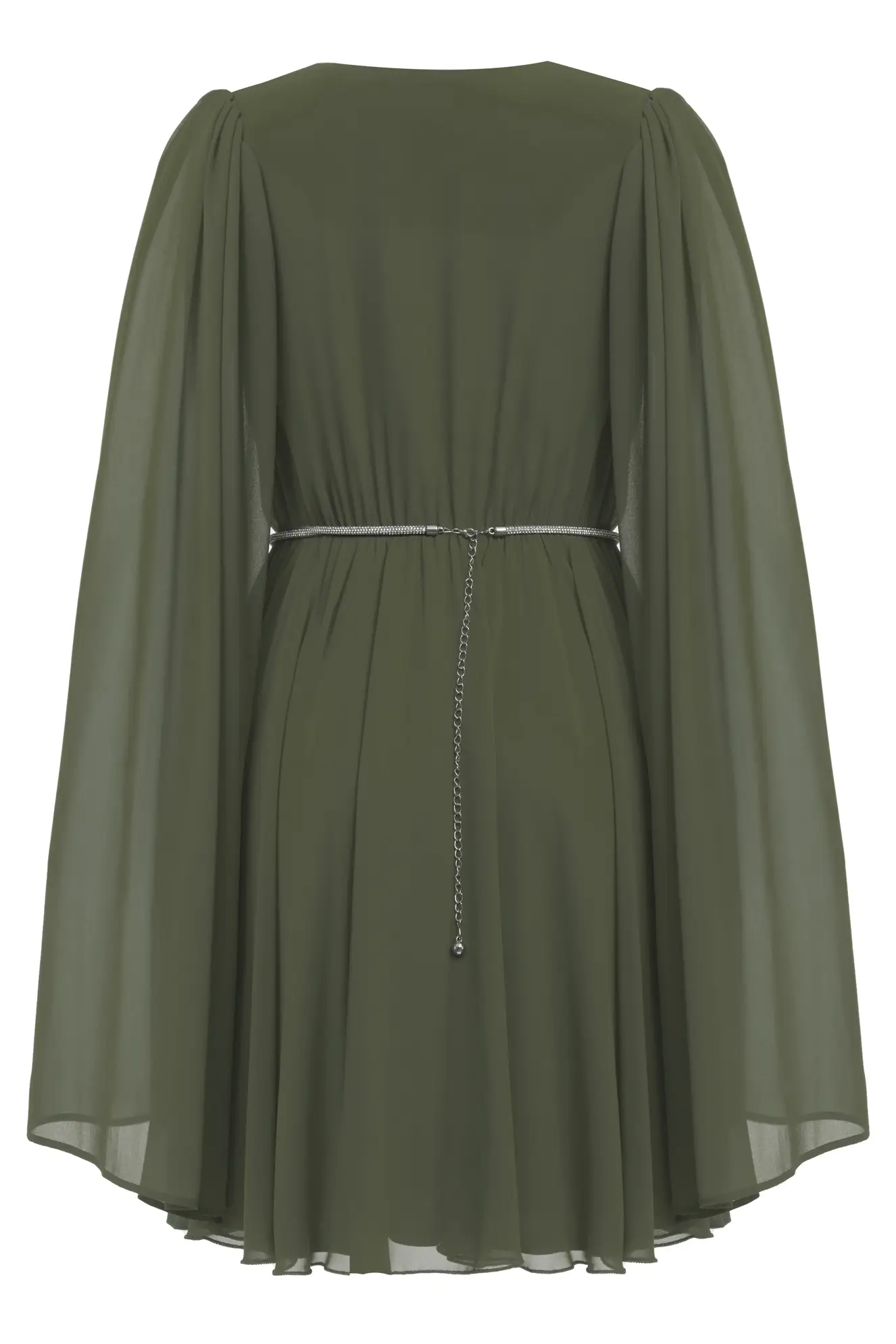 Khaki Sifon Long Sleeve Mini Dress