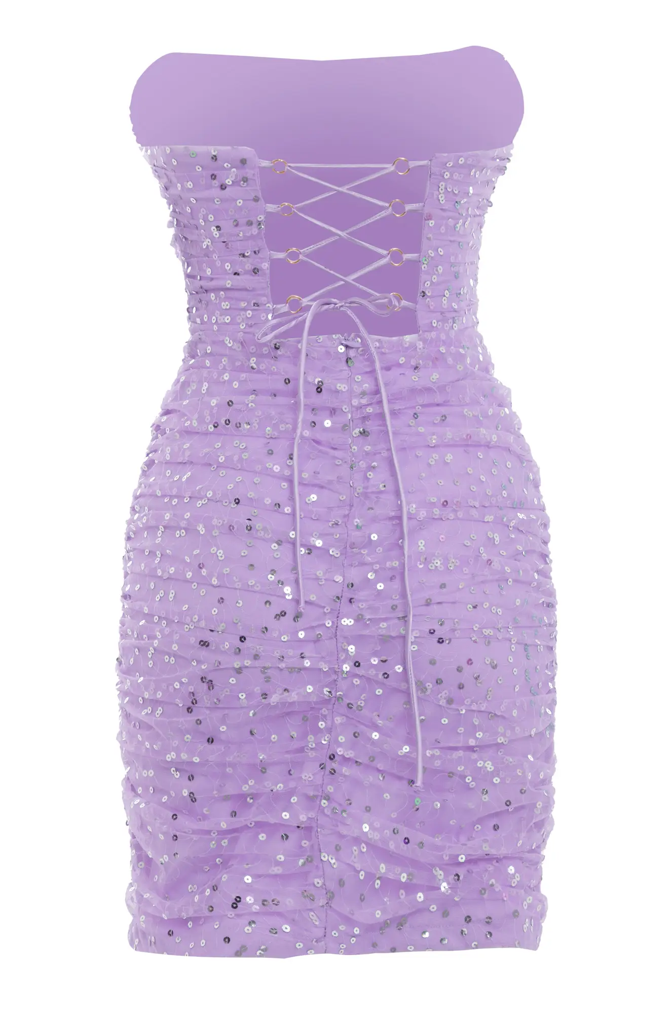 Lilac Crepe Strapless Mini Dress