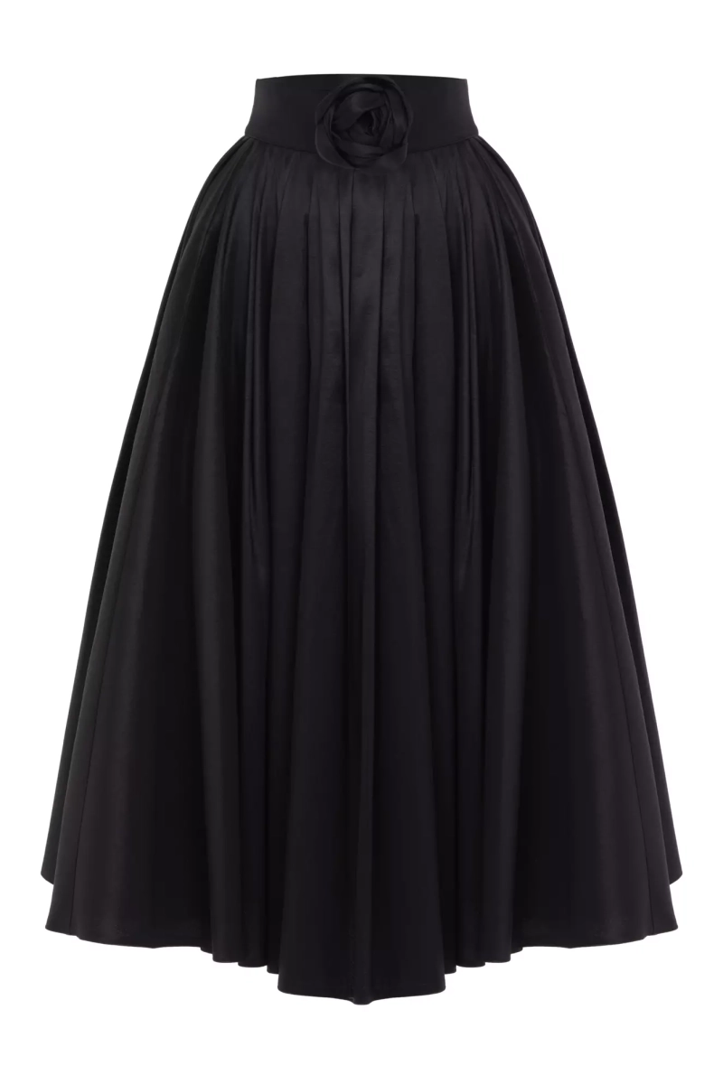 Black Tafta Long Skirt | Bottoms | KeiKei