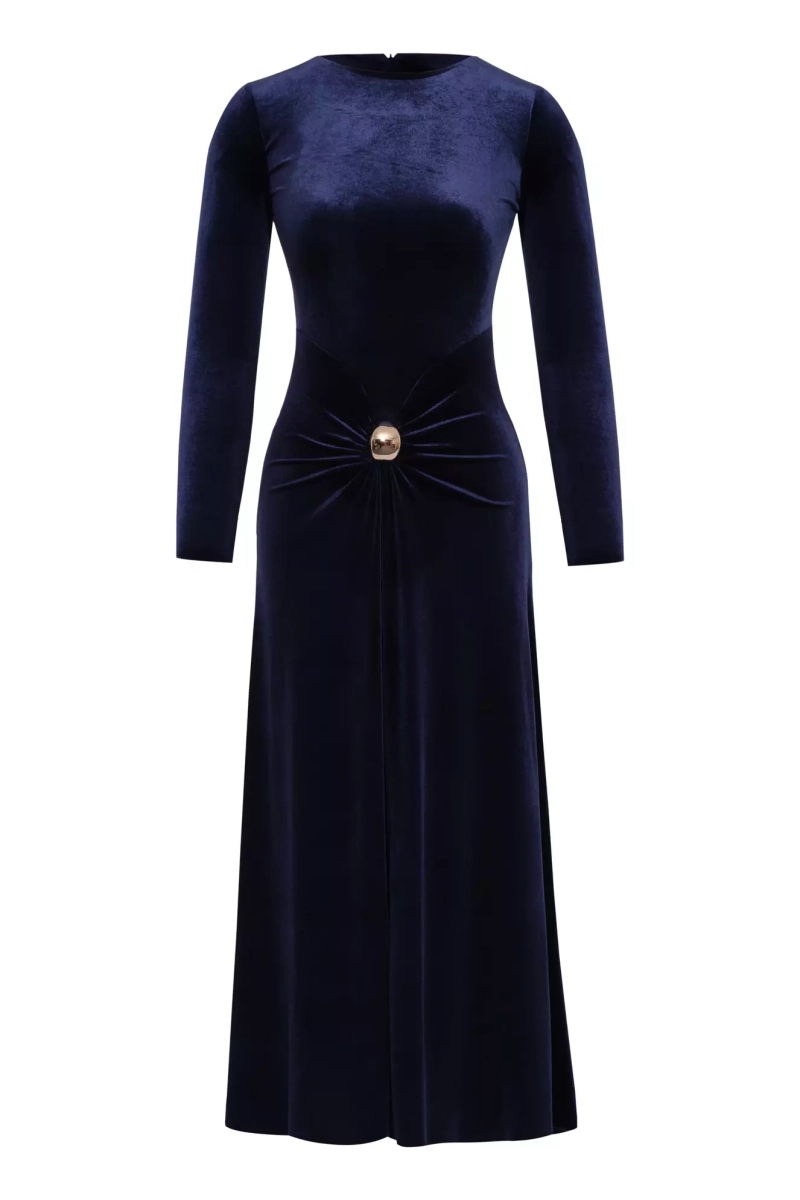 Velvet Dress Vince Camuto Long Sleeve Dresses Navy Blue Velvet