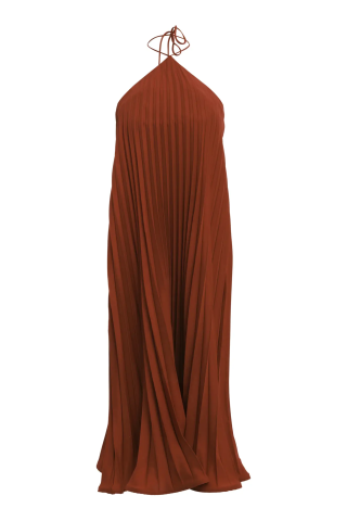 Half Sleeve Woven Tie Dress-Cinnamon -(Final Sale)